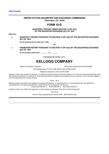 Thumbnail Kellanova 
 (Kellogg's) 10-Q Quarterly Report FY 