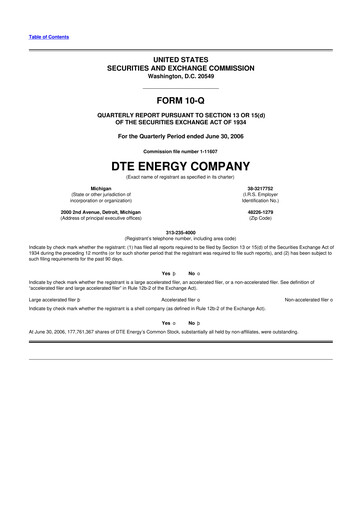 Thumbnail DTE Energy
 10-Q Quarterly Report FY 
