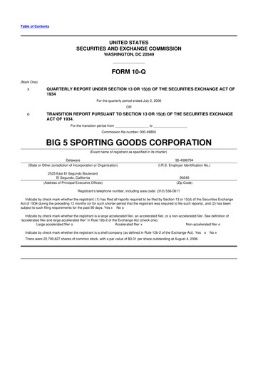 Thumbnail Big 5 Sporting Goods 10-Q Quarterly Report FY 