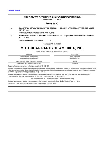 Vorschaubild Motorcar Parts of America 10-Q Quartalsbericht  