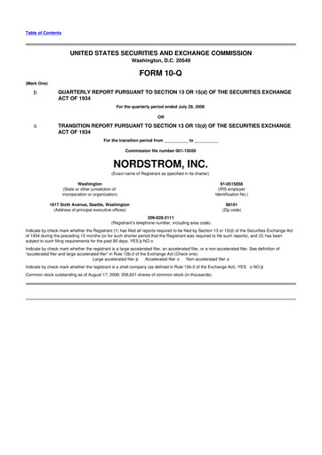 Thumbnail Nordstrom 10-Q Quarterly Report FY 