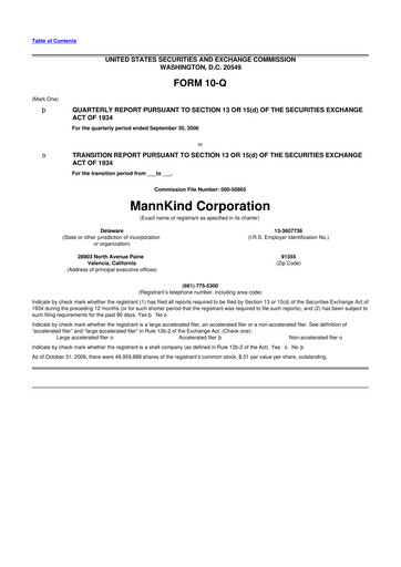 Thumbnail MannKind Corp 10-Q Quarterly Report FY 