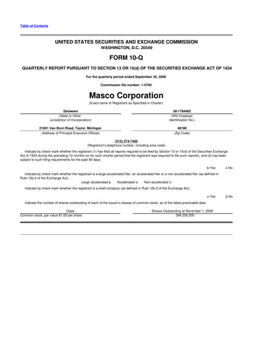 Miniature Masco 10-Q Rapport trimestriel  