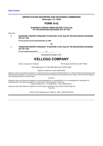Thumbnail Kellanova 
 (Kellogg's) 10-Q Quarterly Report FY 