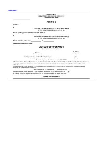 Thumbnail Visteon 10-Q Quarterly Report FY 