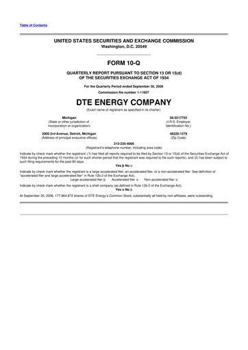 Thumbnail DTE Energy
 10-Q Quarterly Report FY 