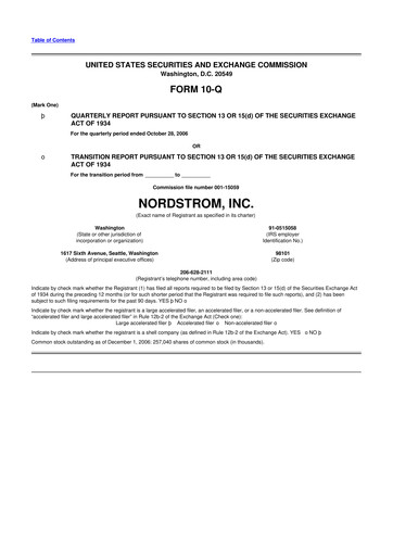 Thumbnail Nordstrom 10-Q Quarterly Report FY 