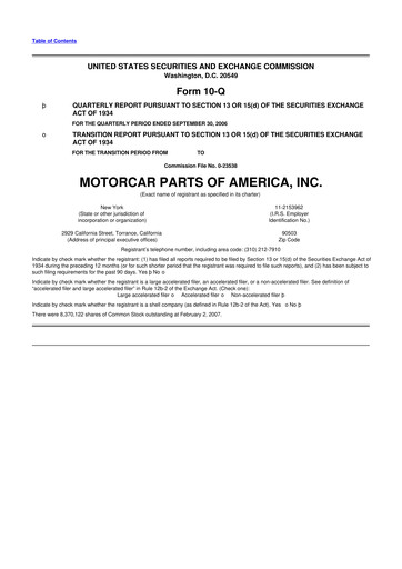 Vorschaubild Motorcar Parts of America 10-Q Quartalsbericht  