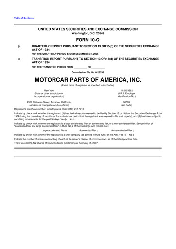 Vorschaubild Motorcar Parts of America 10-Q Quartalsbericht  
