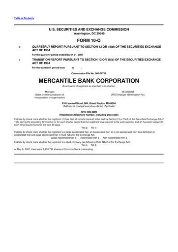 Thumbnail Mercantile Bank 10-Q Quarterly Report FY 