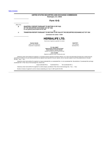 Thumbnail Herbalife 10-Q Quarterly Report FY 