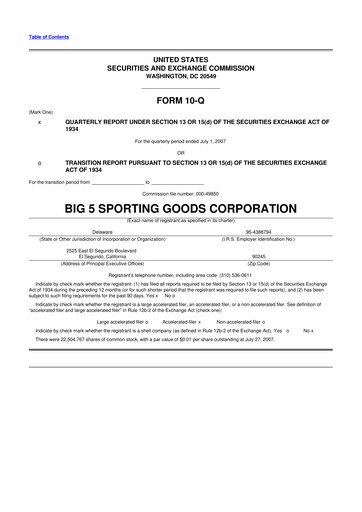 Thumbnail Big 5 Sporting Goods 10-Q Quarterly Report FY 
