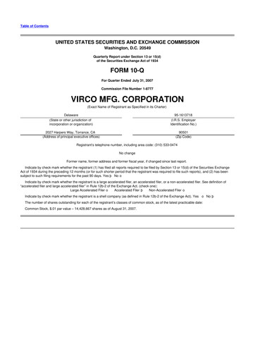 Thumbnail Virco Manufacturing 10-Q Quarterly Report FY 