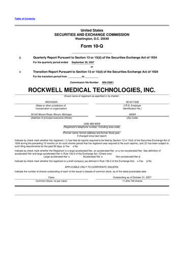Vorschaubild Rockwell Medical
 10-Q Quartalsbericht  