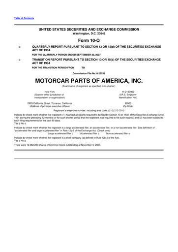 Vorschaubild Motorcar Parts of America 10-Q Quartalsbericht  