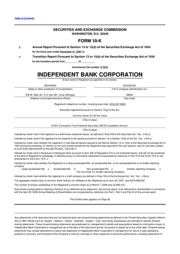 Thumbnail Independent Bank Corporation 10-K Annual Report 