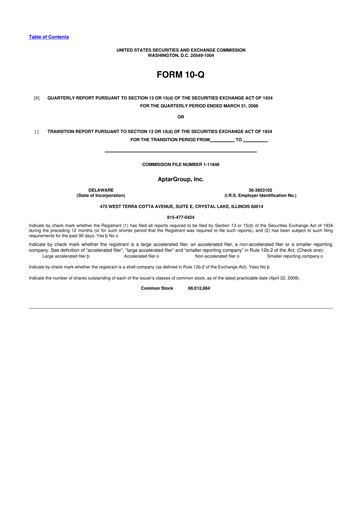 Miniature AptarGroup 10-Q Rapport trimestriel  