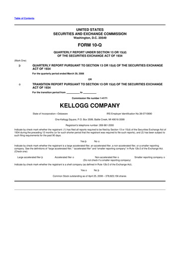 Thumbnail Kellanova 
 (Kellogg's) 10-Q Quarterly Report FY 