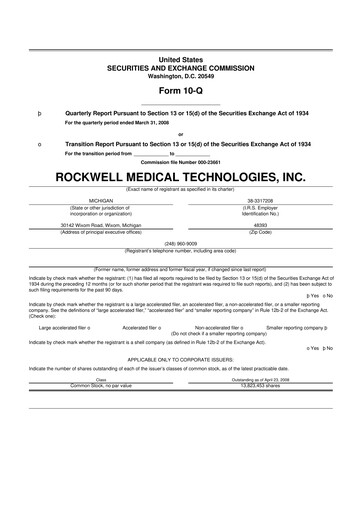 Vorschaubild Rockwell Medical
 10-Q Quartalsbericht  