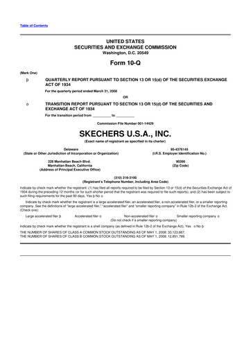 Thumbnail Skechers
 10-Q Quarterly Report FY 