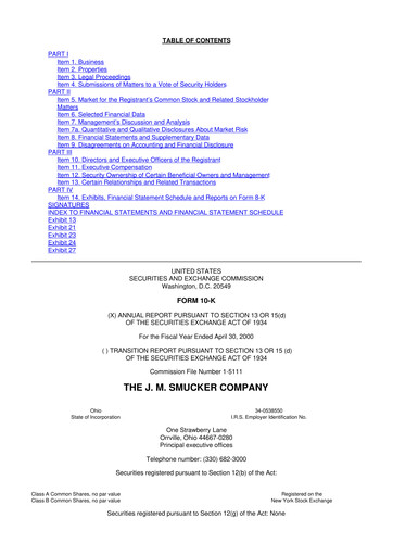 Vorschaubild J.M. Smucker Company 10-K Jahresbericht 2000