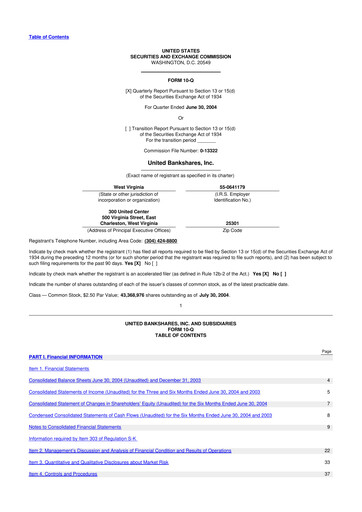 Vorschaubild United Bankshares 10-Q Quartalsbericht  
