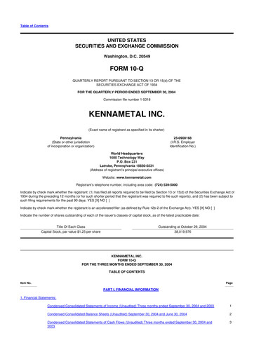 Vorschaubild Kennametal 10-Q Quartalsbericht  