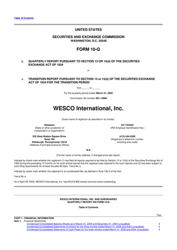 Vorschaubild WESCO International
 10-Q Quartalsbericht  
