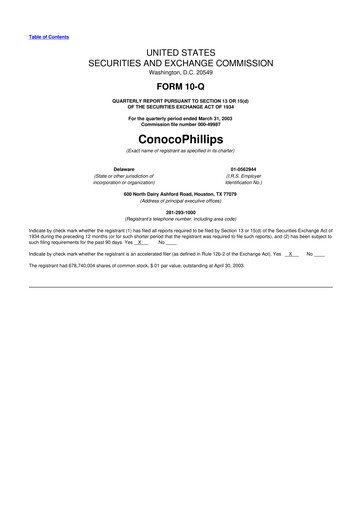 Thumbnail ConocoPhillips 10-Q Quarterly Report FY 