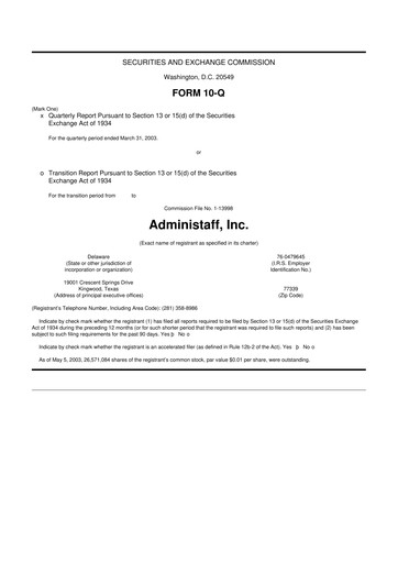 Thumbnail Insperity
 10-Q Quarterly Report FY 