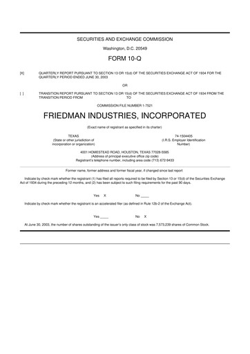 Vorschaubild Friedman Industries 10-Q Quartalsbericht  