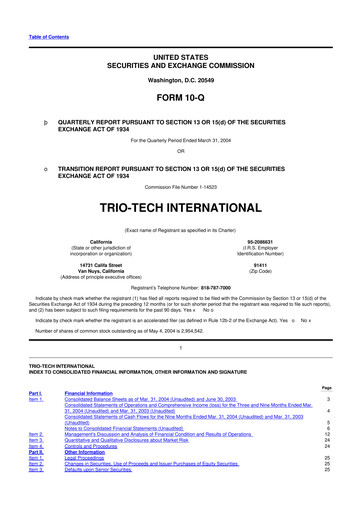 Thumbnail Trio-Tech International 10-Q Quarterly Report FY2004-05-07 