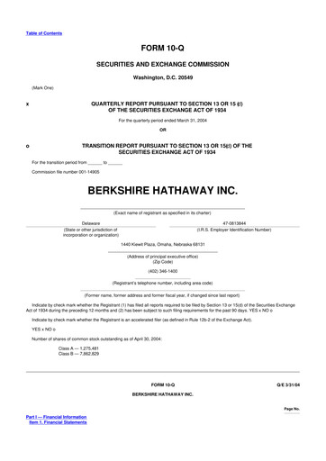 Vorschaubild Berkshire Hathaway  10-Q Quartalsbericht  