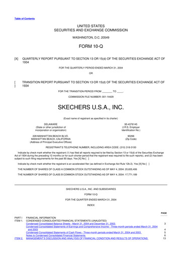 Thumbnail Skechers
 10-Q Quarterly Report FY 