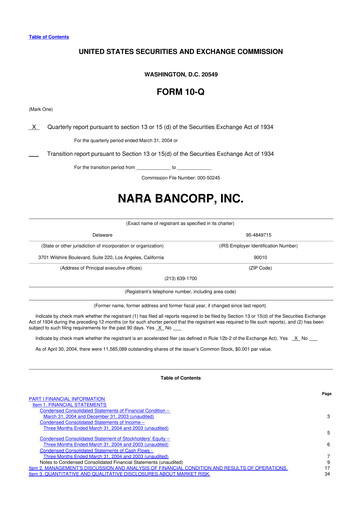 Thumbnail Hope Bancorp 10-Q Quarterly Report FY 