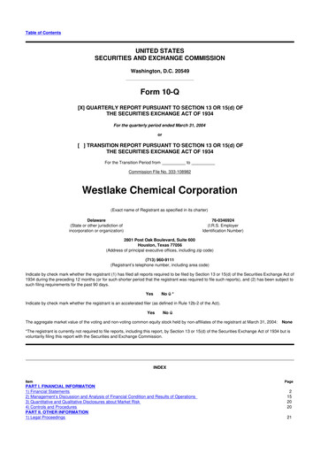 Thumbnail Westlake Corporation
 10-Q Quarterly Report FY 