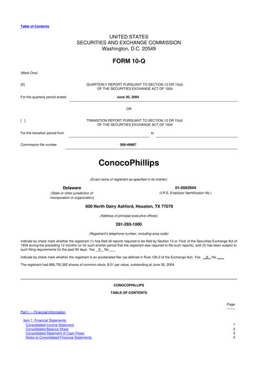 Thumbnail ConocoPhillips 10-Q Quarterly Report FY 