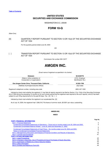 Miniature Amgen 10-Q Rapport trimestriel  