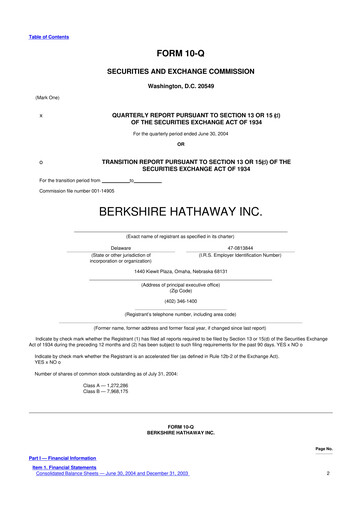 Vorschaubild Berkshire Hathaway  10-Q Quartalsbericht  