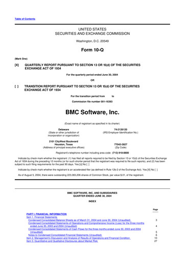 Thumbnail BMC Software 10-Q Quarterly Report FY 
