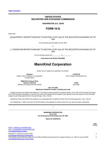 Thumbnail MannKind Corp 10-Q Quarterly Report FY 