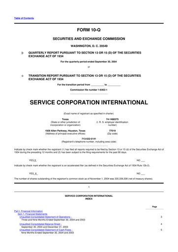 Miniature Service Corporation International
 10-Q Rapport trimestriel  