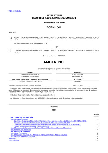 Miniature Amgen 10-Q Rapport trimestriel  