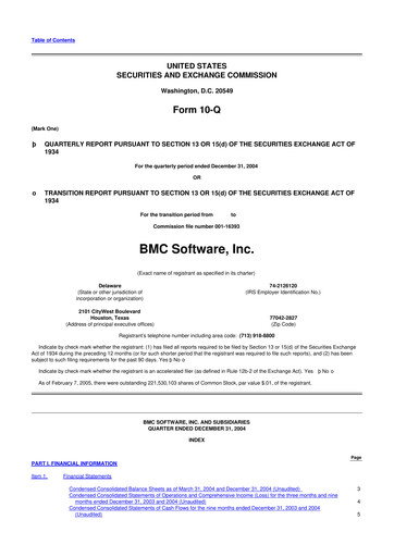 Thumbnail BMC Software 10-Q Quarterly Report FY 