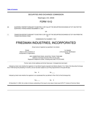 Vorschaubild Friedman Industries 10-Q Quartalsbericht  