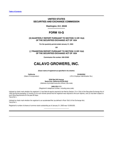 Thumbnail Calavo Growers
 10-Q Quarterly Report FY 