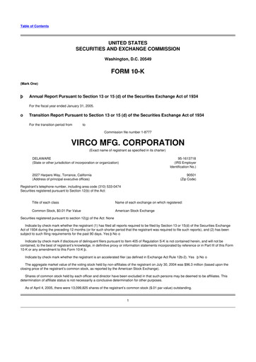 Thumbnail Virco Manufacturing 10-K Annual Report 