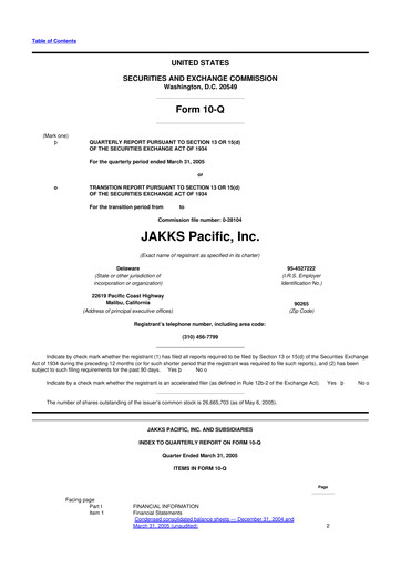 Thumbnail Jakks Pacific
 10-Q Quarterly Report FY 