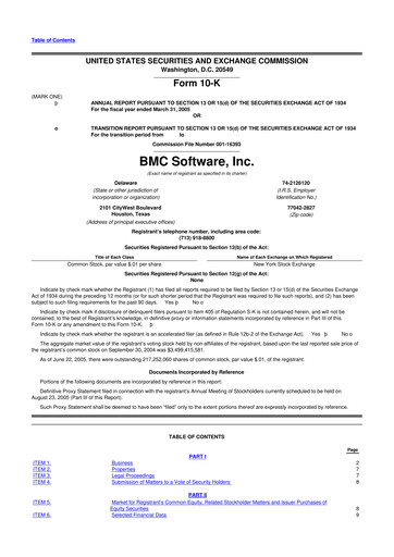 Miniature BMC Software 10-K Rapport annuel 
