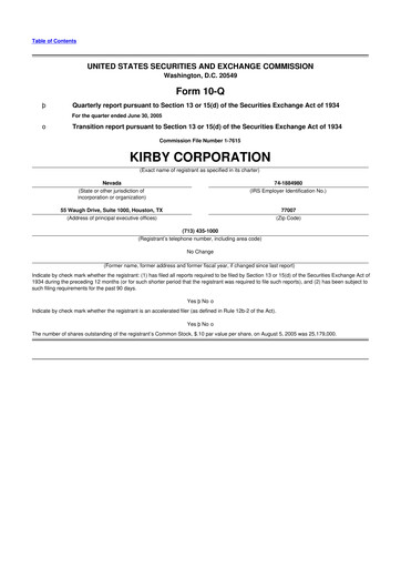 Thumbnail Kirby Corporation
 10-Q Quarterly Report FY 